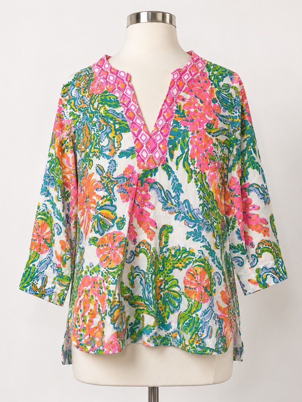 Lilly Pulitzer Amelia Island Tunic in‎ "Casa Marina" – 100% Cotton, Size Small